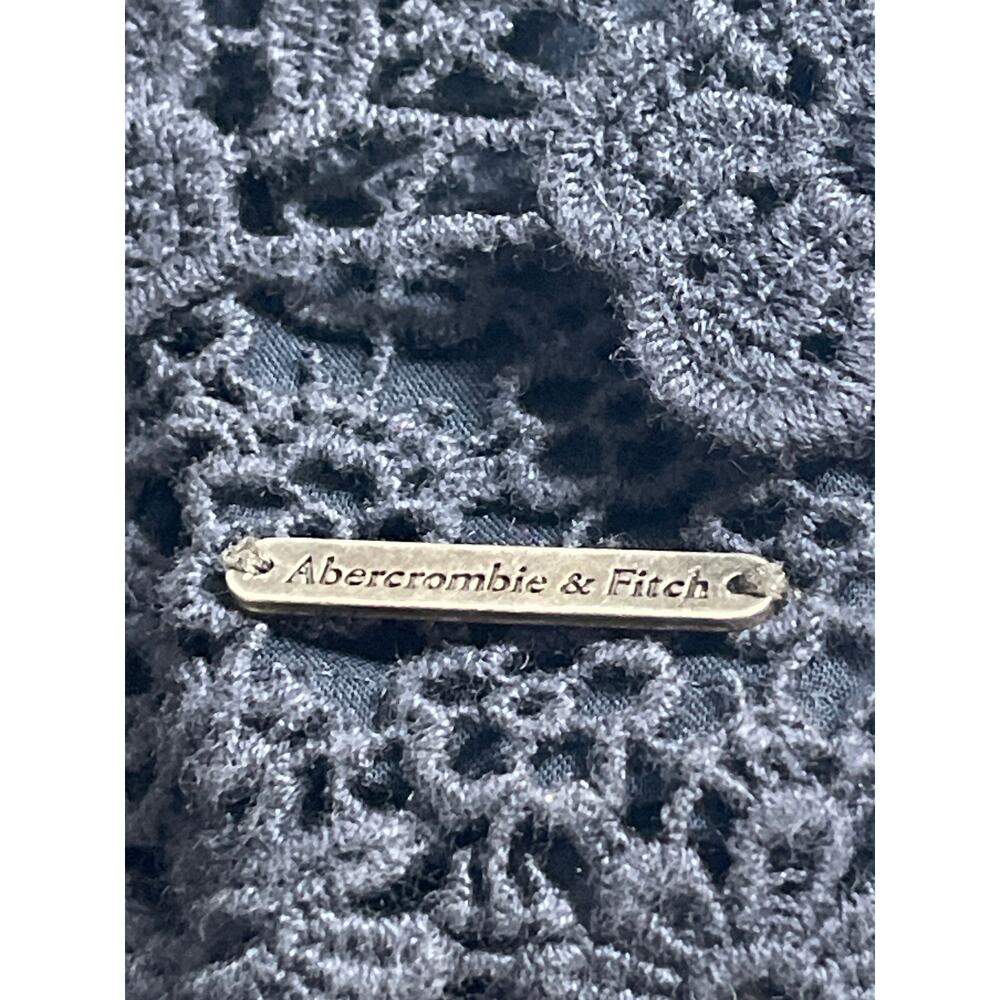 Abercrombie & Fitch Navy Blue Floral Lace Mid Waist Straight Mini Skirt Size S - Picture 6 of 6